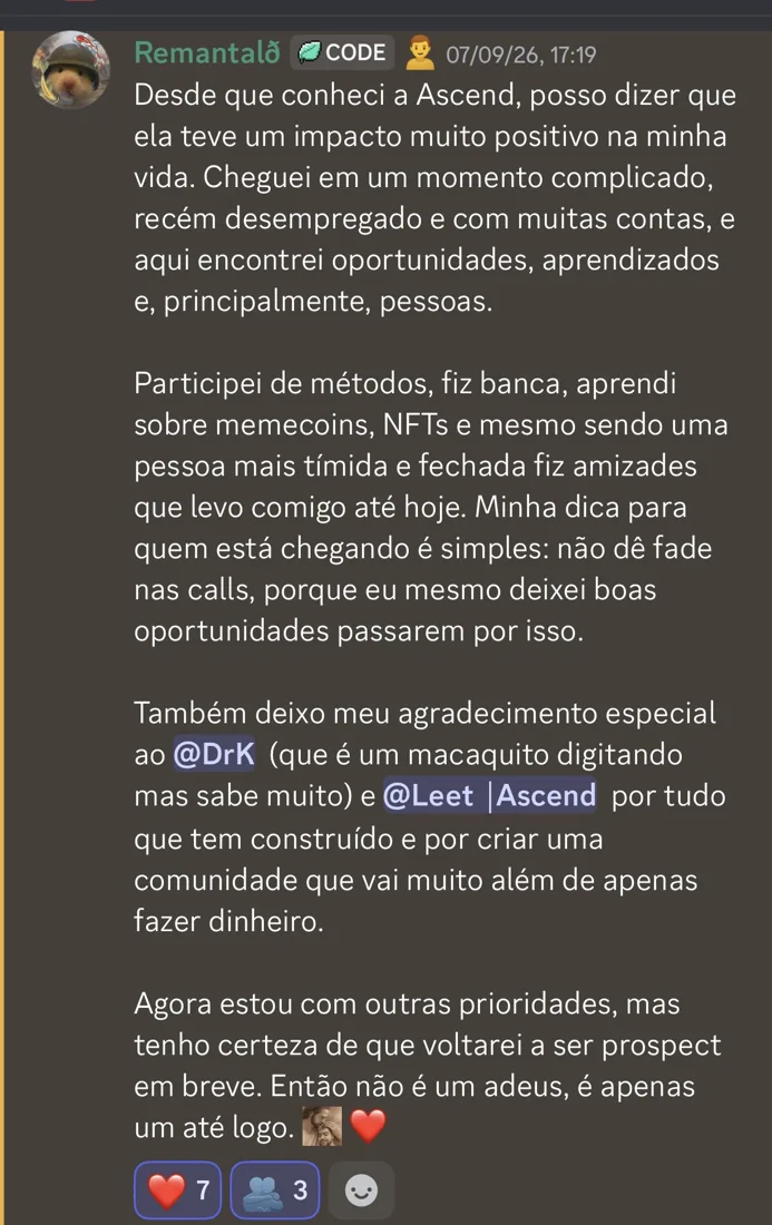 Feedback recente de membro 3